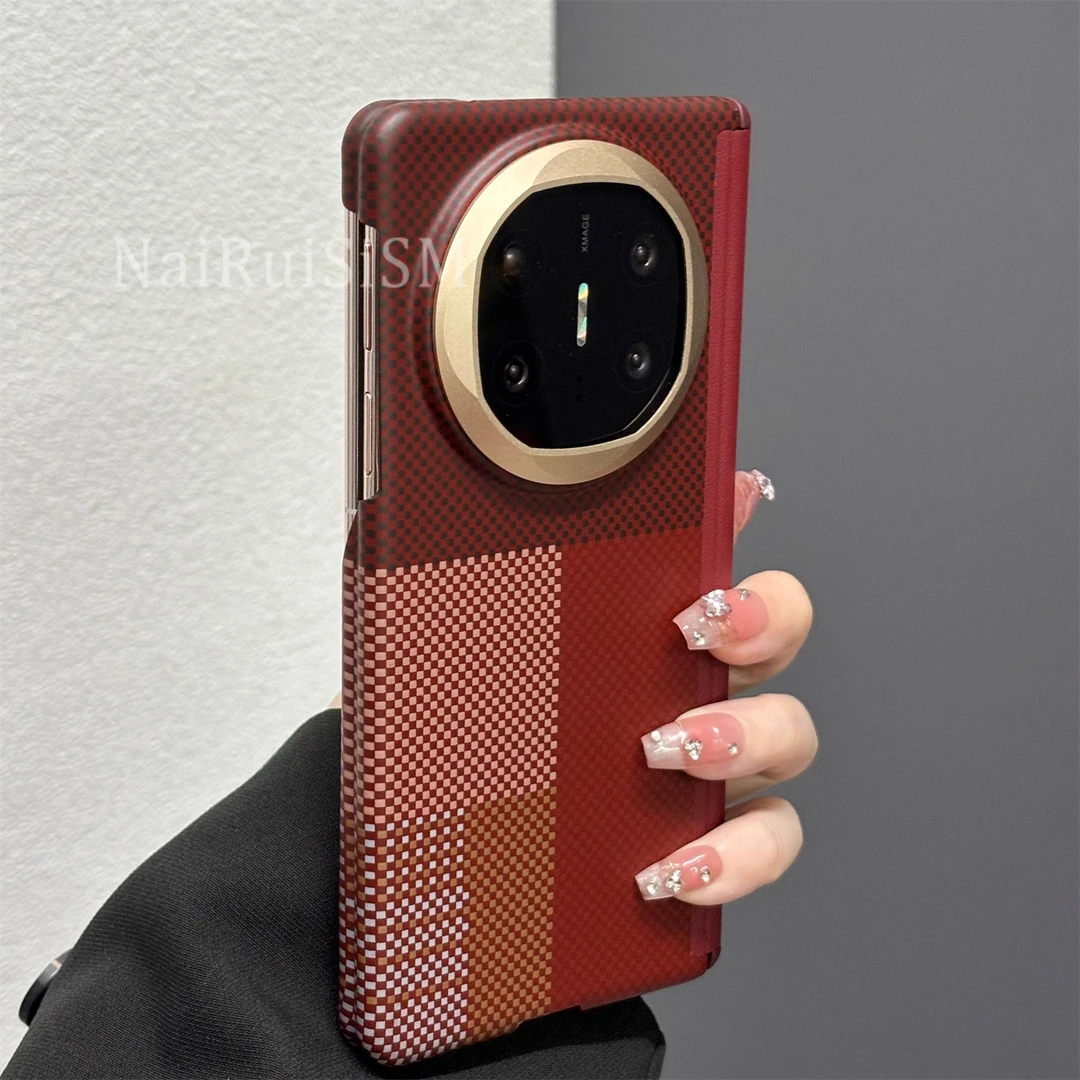 升级双中轴全包碳纤维纹理适用华为matex6折叠屏手机壳x5典藏版硬
