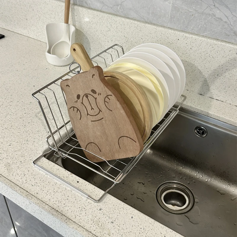 水槽可伸缩不锈钢沥水架洗碗池洗菜篮收纳架厨房碗碟多功能置物架