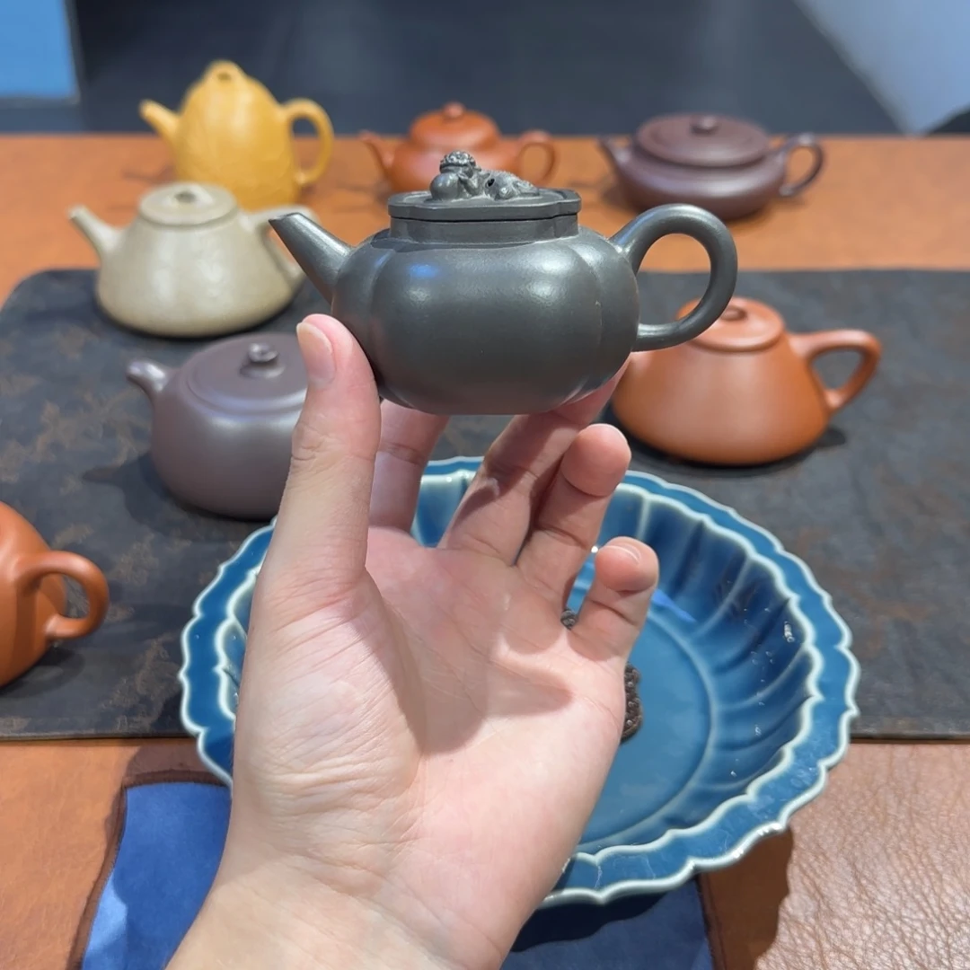 Y***。紫砂壶水滴狮球 天青泥窑变 110cc