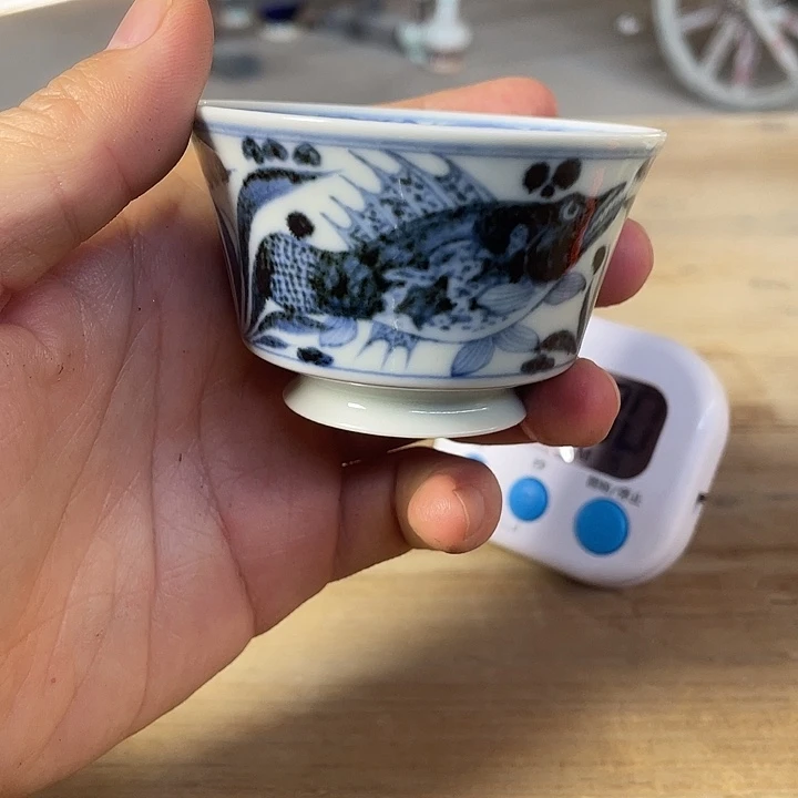 油***叔青花釉里红主人杯
