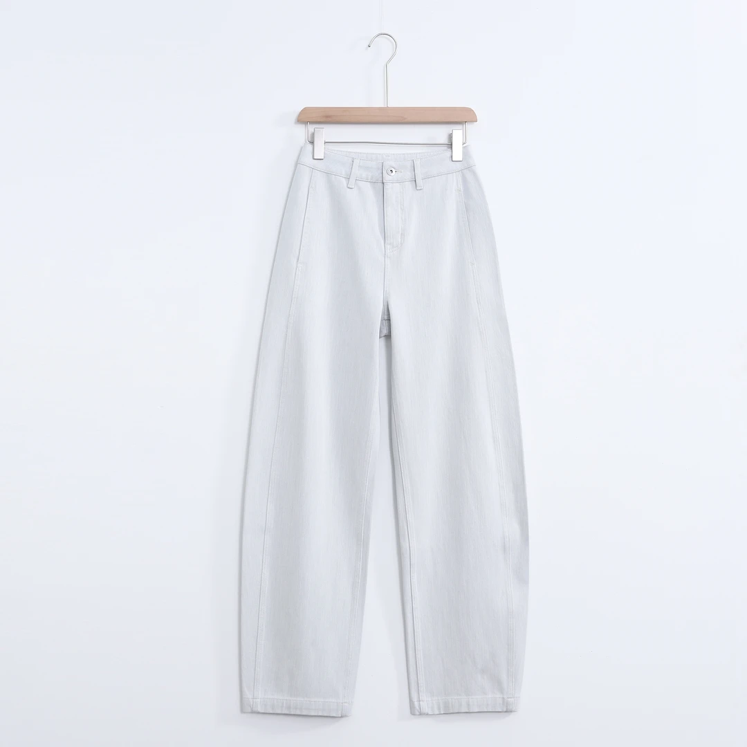 外贸渣渣灰色香蕉弯刀裤四面弹天丝廓形牛仔裤女2025新款EL-3032