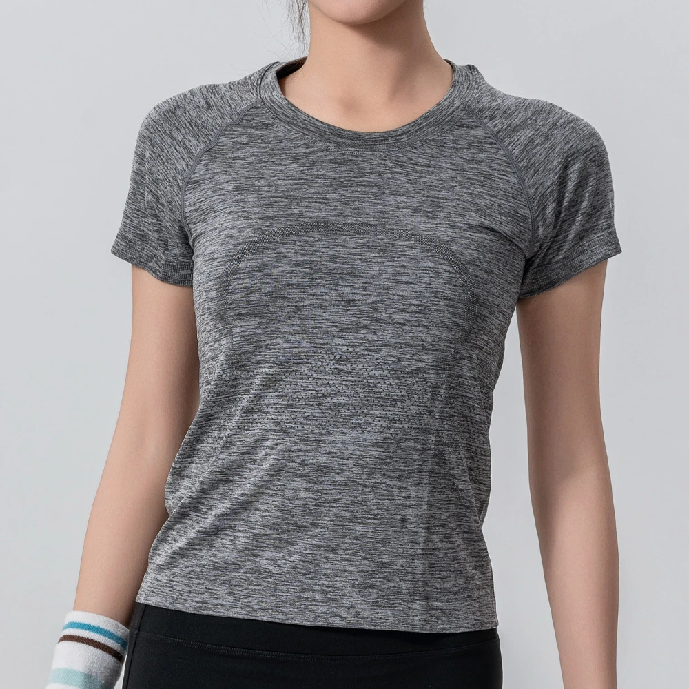无缝短袖运动上衣瑜伽服健身跑步速干修身透气训练瑜伽T恤女-2550