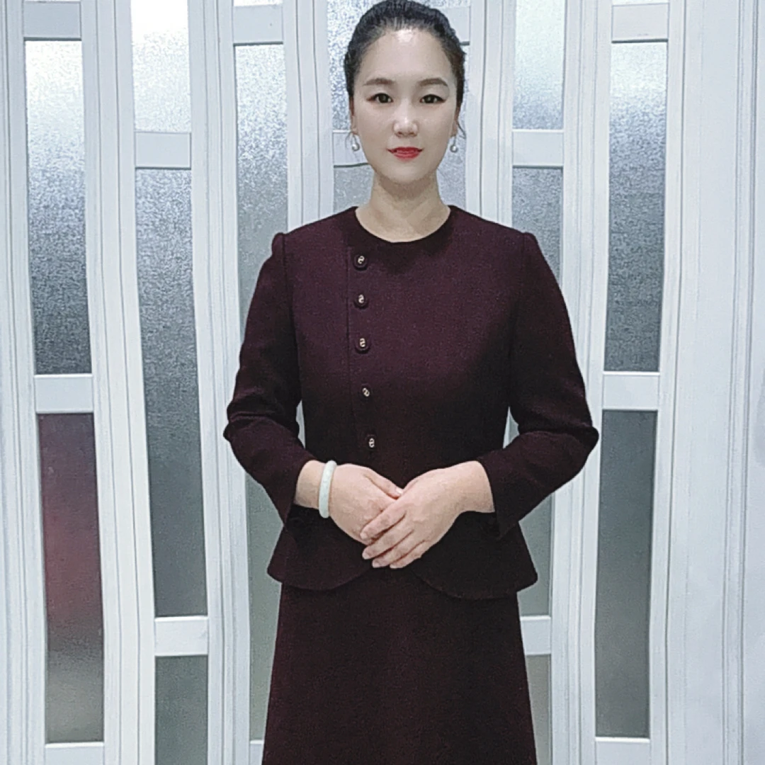170523朱紫褕枣红色毛料连衣裙，适合喜婆婆喜妈妈秋冬季的连衣裙