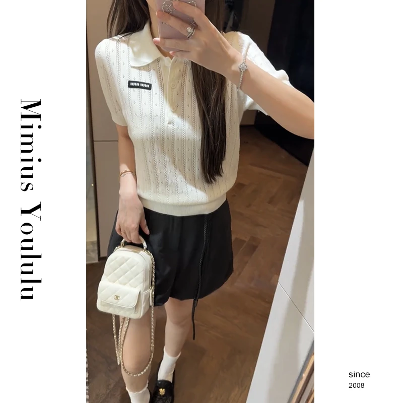 【mimius】L MIU系少女减龄镂空polo领针织衫 WG03121