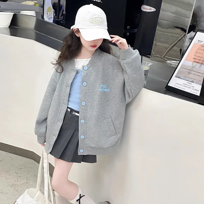 女童春秋款棒球服外套2025新款洋气女大童春装夹克儿童秋季棒球服