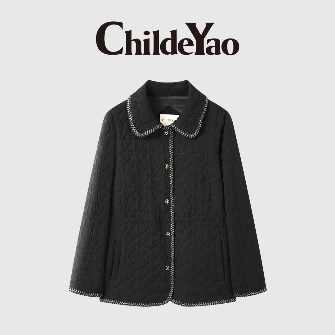 Childe Yao菱格棉服香风冬季简约排扣保暖外套女CYC58355