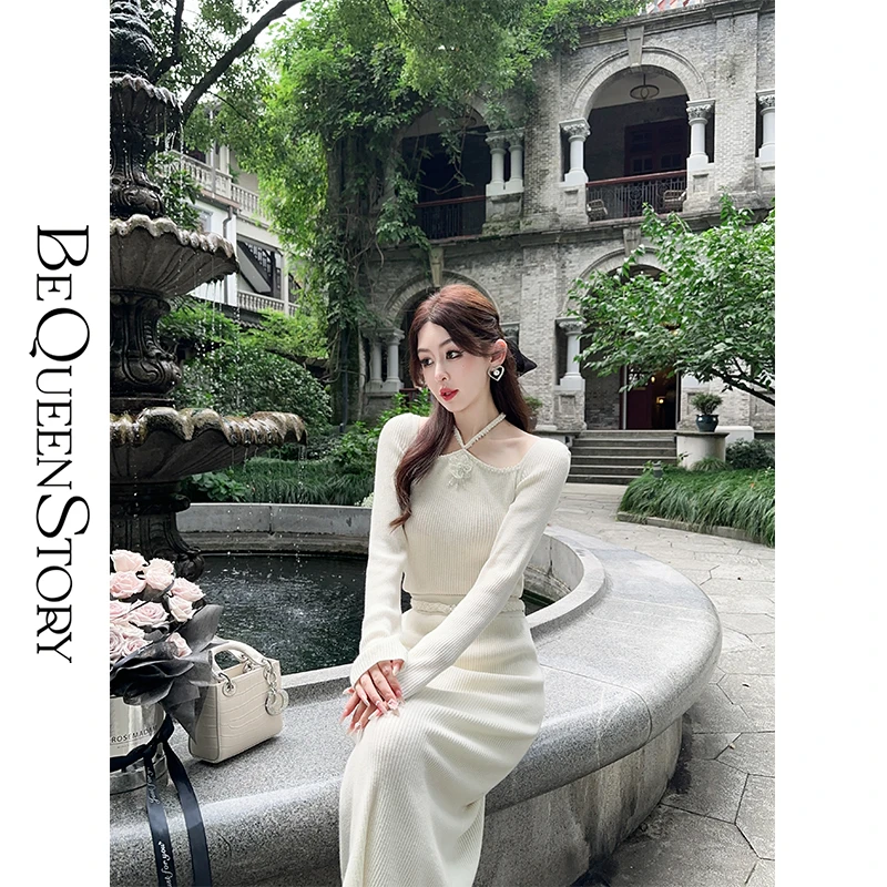 余潇潇【庐州月光】纯色宽松针织上衣&半裙100羊毛套装女装