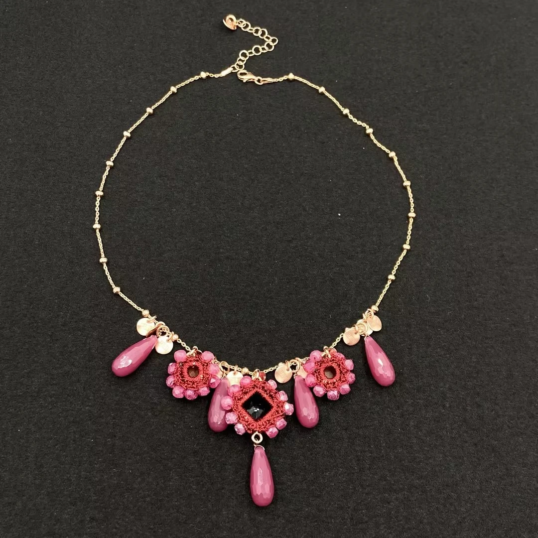 合金仿水晶项链 【Liz璇子】Not For ALL编织粉项链H42380无鉴赏期