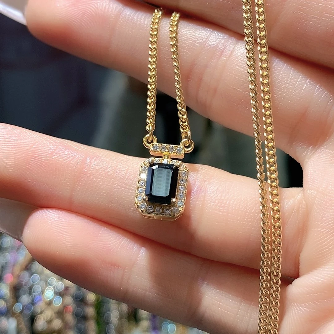 颈饰蓝宝石银S925镶嵌天然蓝宝石