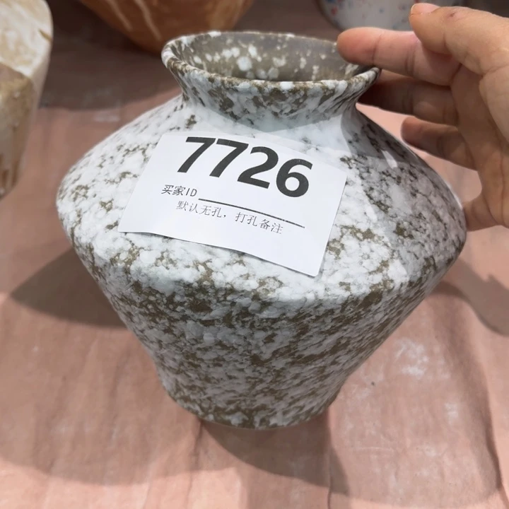 瓷片景德镇高温花器编码7726高17口6默认无孔