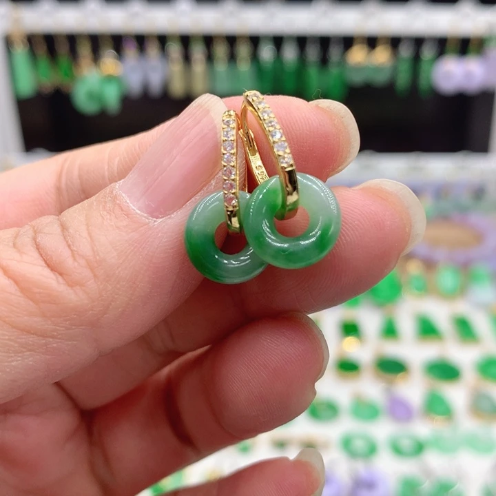 翡翠银S925镶嵌耳饰