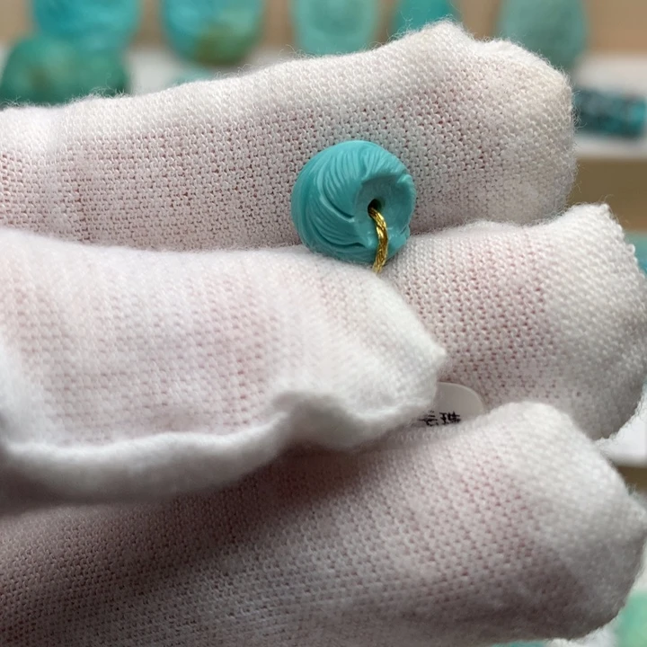 绿松石未镶嵌珠宝奇石高瓷玉化蓝羽毛珠9.8*7.3mm