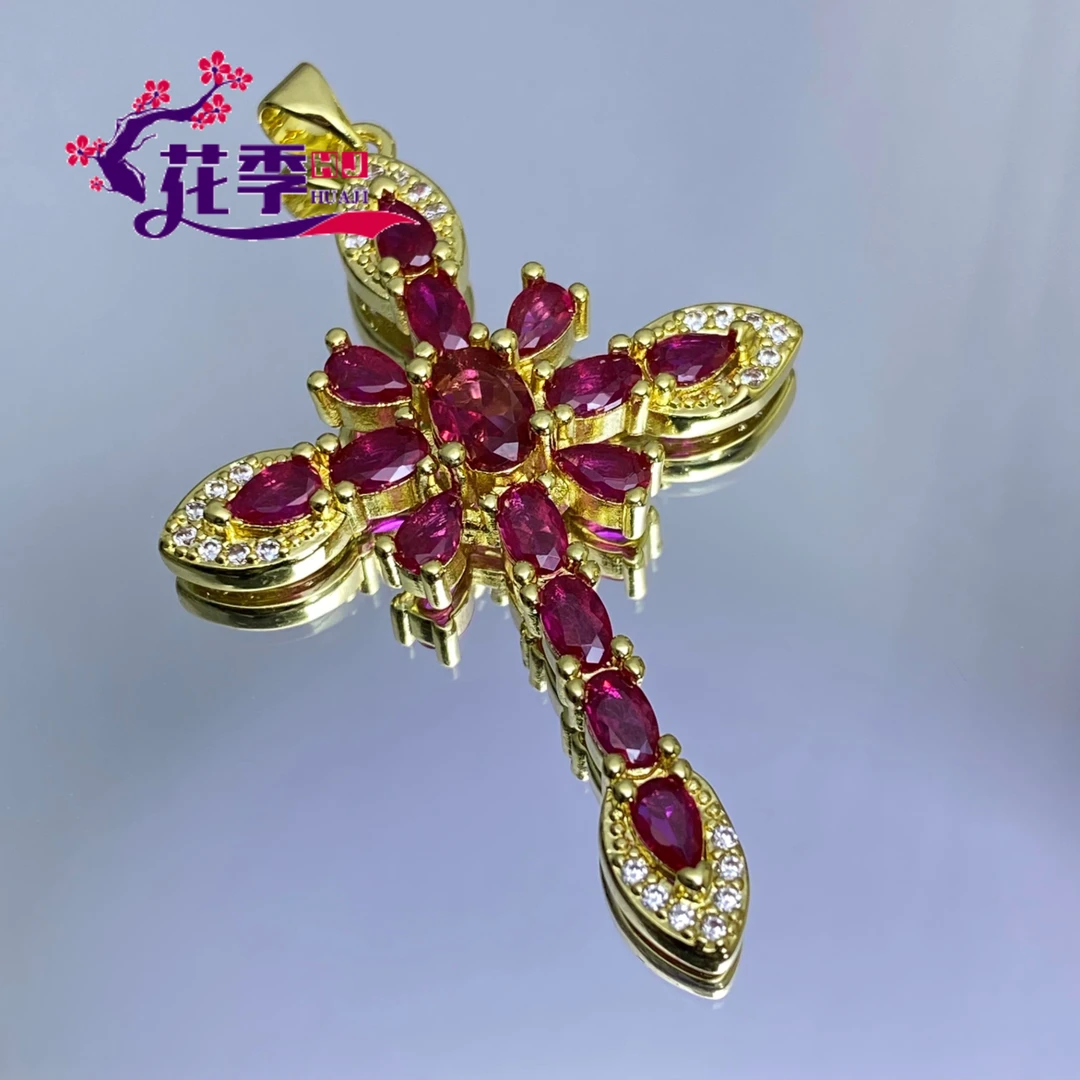 【花季】 原创艳彩鸽血强荧光吊坠ML192