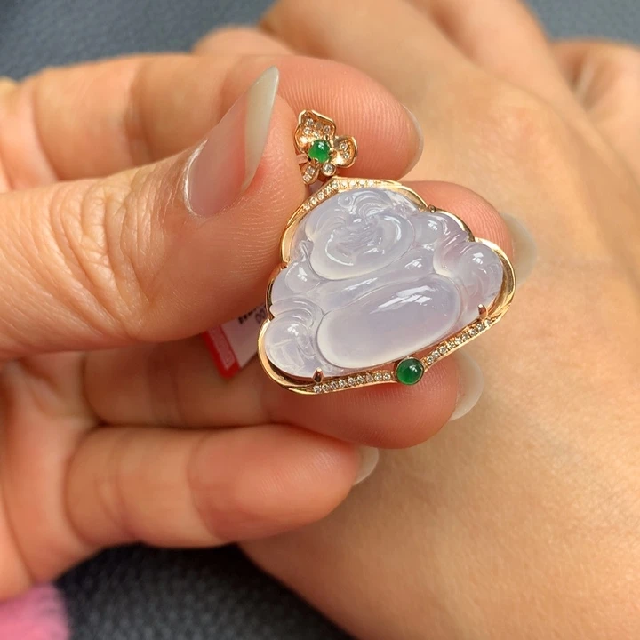 翡翠吊坠(不含链)18K金镶嵌