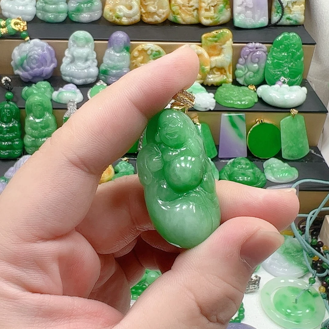 翡翠银S925镶嵌吊坠(赠链)