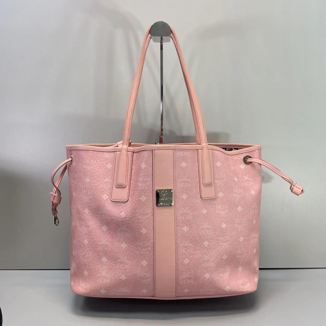 95新 MCM 媚姐/mcm粉色带子袋托特包36x29x15cmF122607