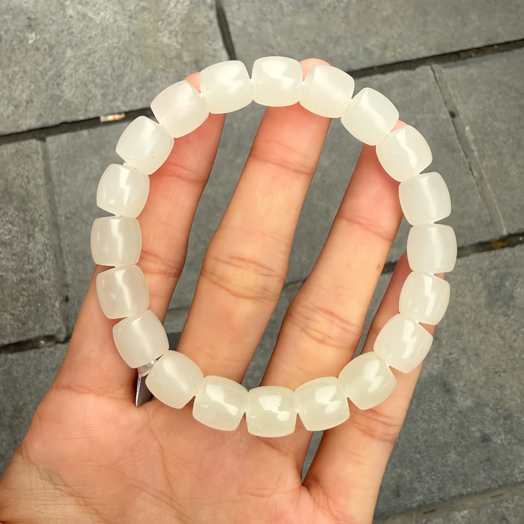 和田玉白玉卡10直切手串