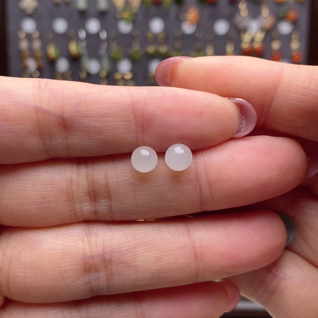 银S925镶嵌和田玉耳饰