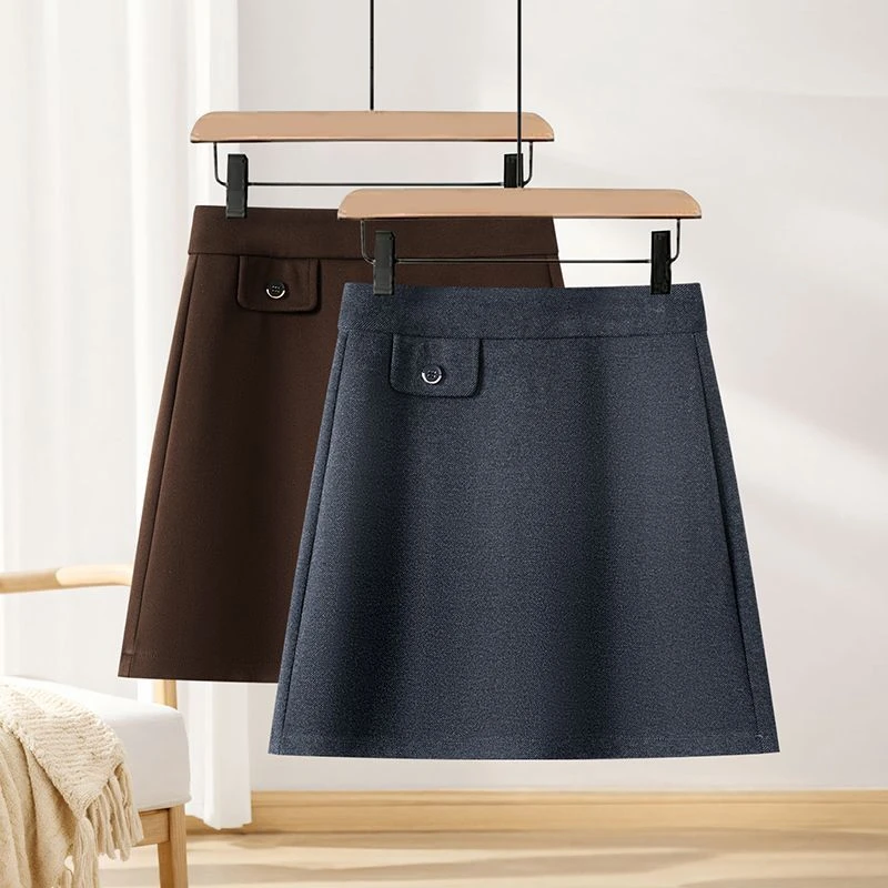 高级感气质毛呢半身裙秋冬季新款显瘦小个子加厚a字包臀一步短裙