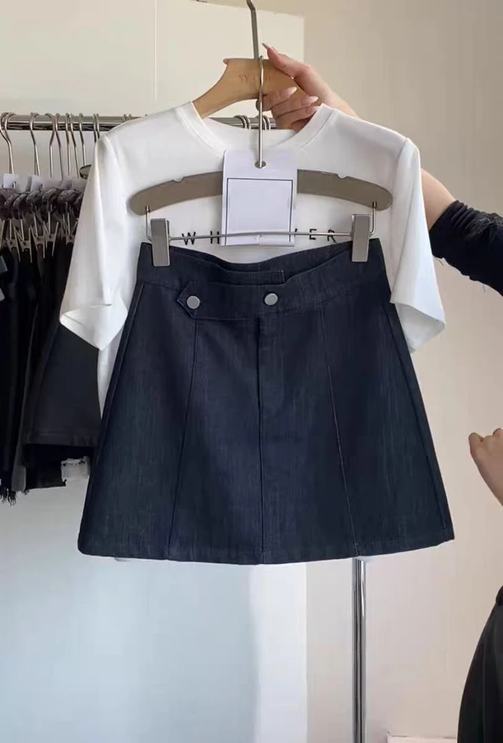 蓝色牛仔裙短裙女春季新款复古包臀百搭显瘦小个子高腰a字半身裙