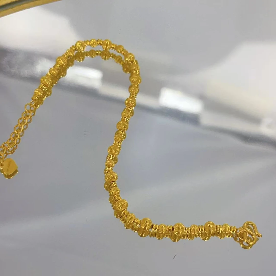 足金999猫眼珠黄金手链5G精工