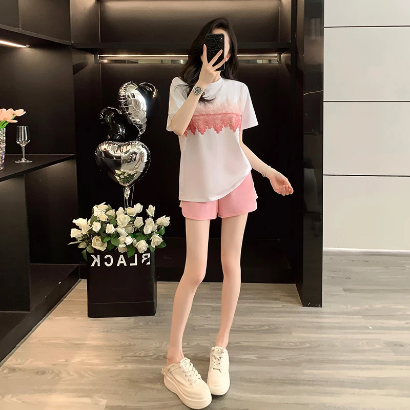 2025流行多巴胺夏季穿搭一整套女装网红短裤运动套装新款爆款减龄