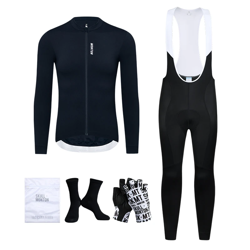 Monton脉腾男女乐骑长袖骑行服21race背带长裤骑行套装