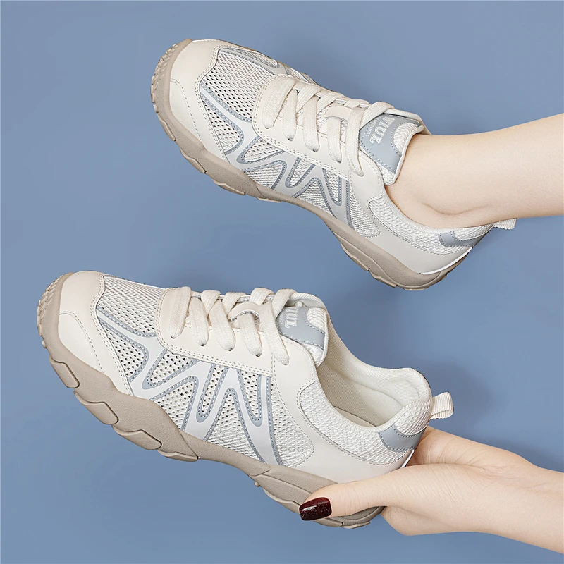 网面透气德训鞋女2025新款爆款夏季阿甘鞋百搭厚底跑步运动休闲鞋