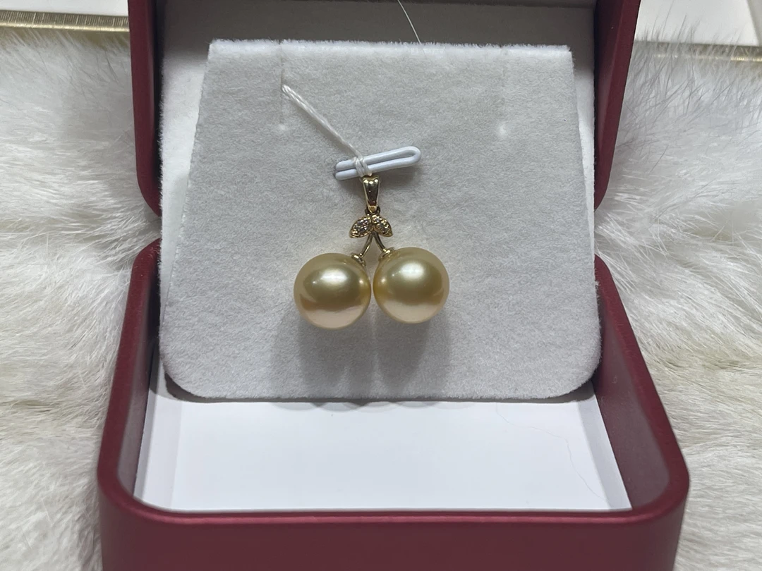 南洋金珠双珠吊坠 正圆 微瑕 超高性价比