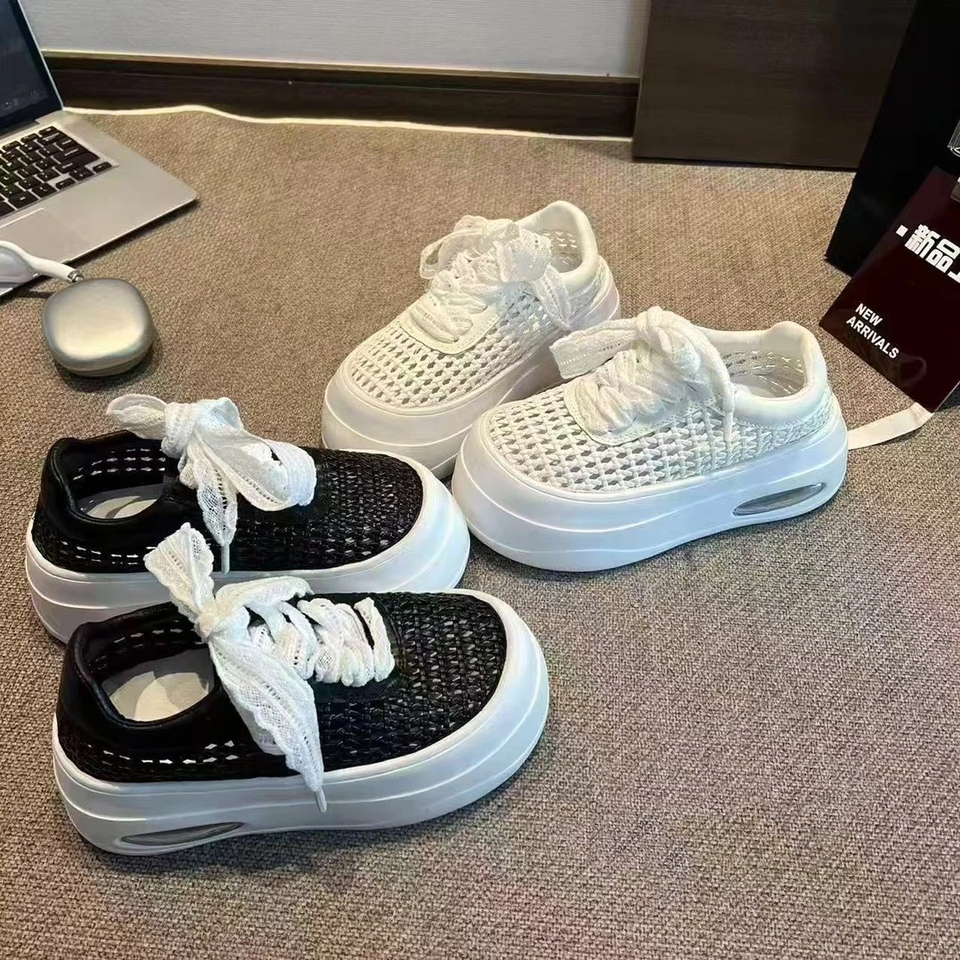 夏季透网厚底增高大头百搭小白鞋031