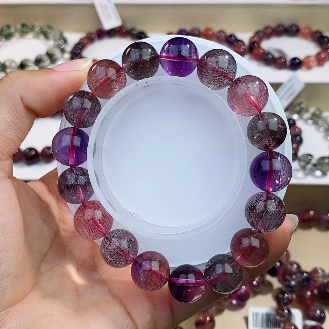 水晶未镶嵌手链黑加仑超七12+