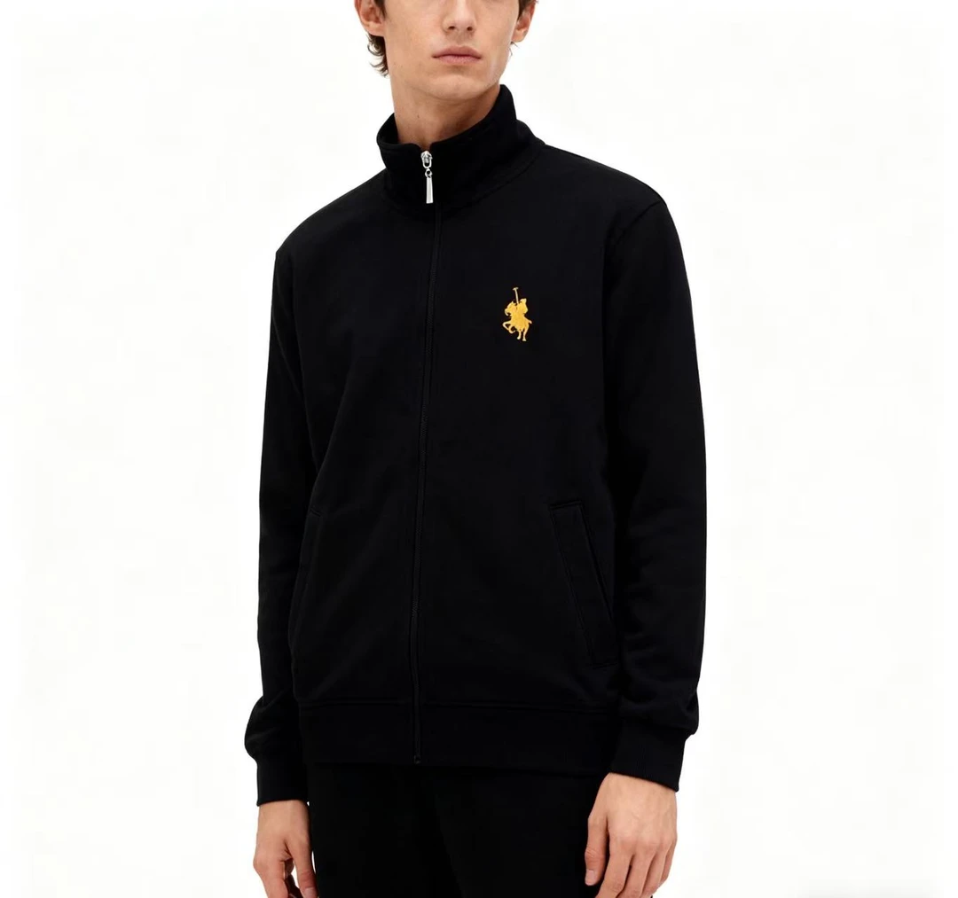 [加绒]立领冬季拉链男刺绣撞色立领男款上衣男子男士运动时尚