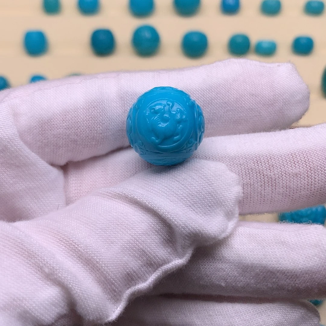 绿松石未镶嵌天然原矿绿松石四兽珠15.3