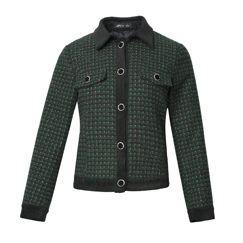 21777A大码女装2024秋冬季时尚优雅气质休闲百搭显瘦翻领外套