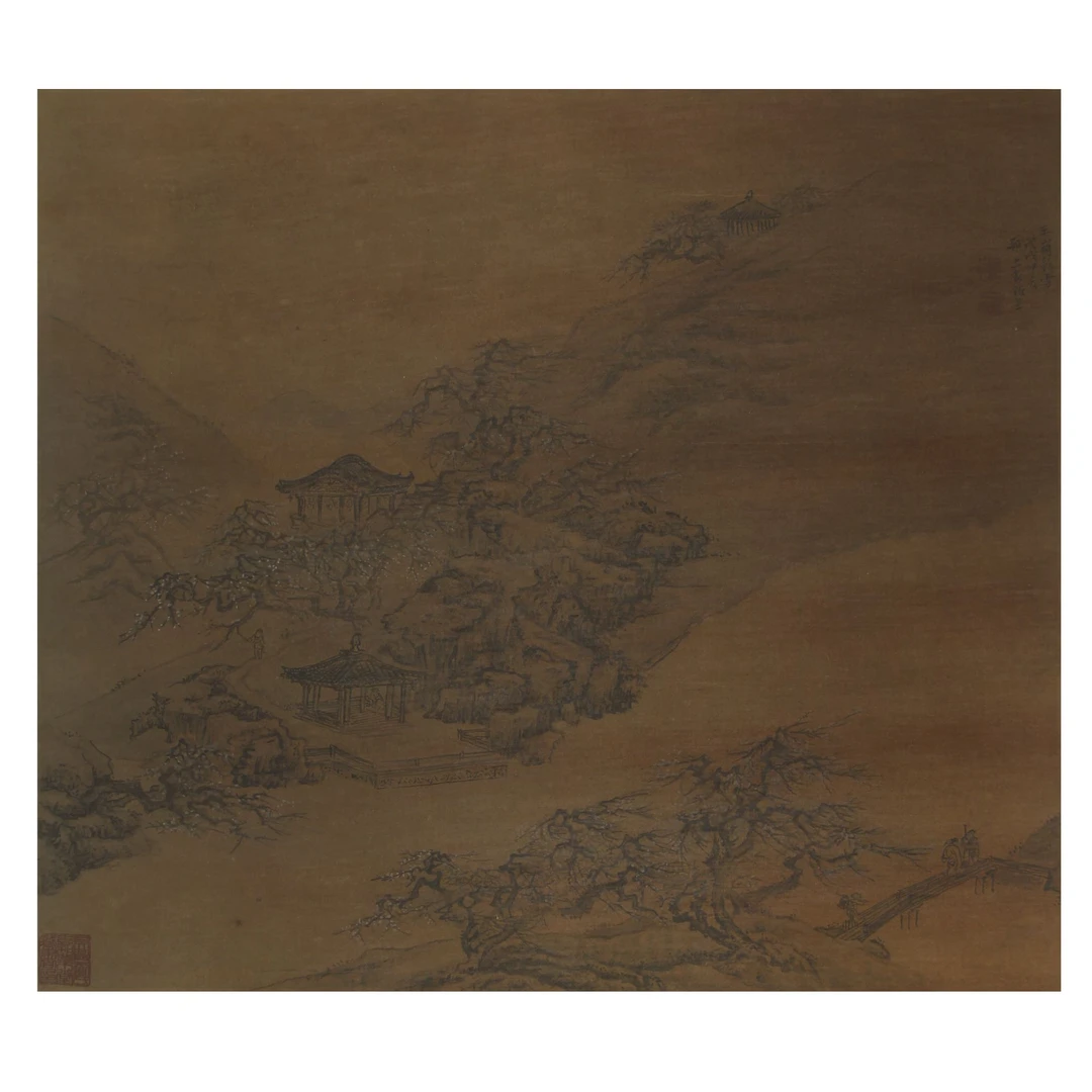 LOT.007 袁江《山水》55*63cm 绢本水墨立轴