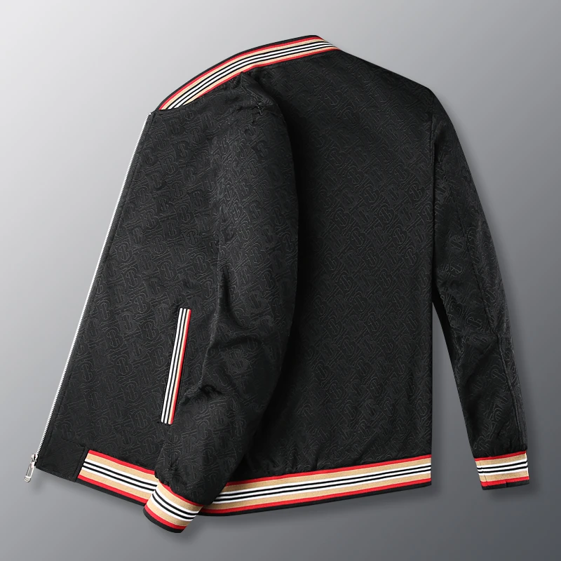 欧洲站外套男春秋季新款提花高档夹克男士潮流时尚百搭休闲外套男