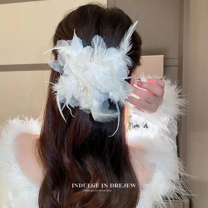 两个装 非金属羽毛发饰 时尚百搭羽毛发夹XB7767
