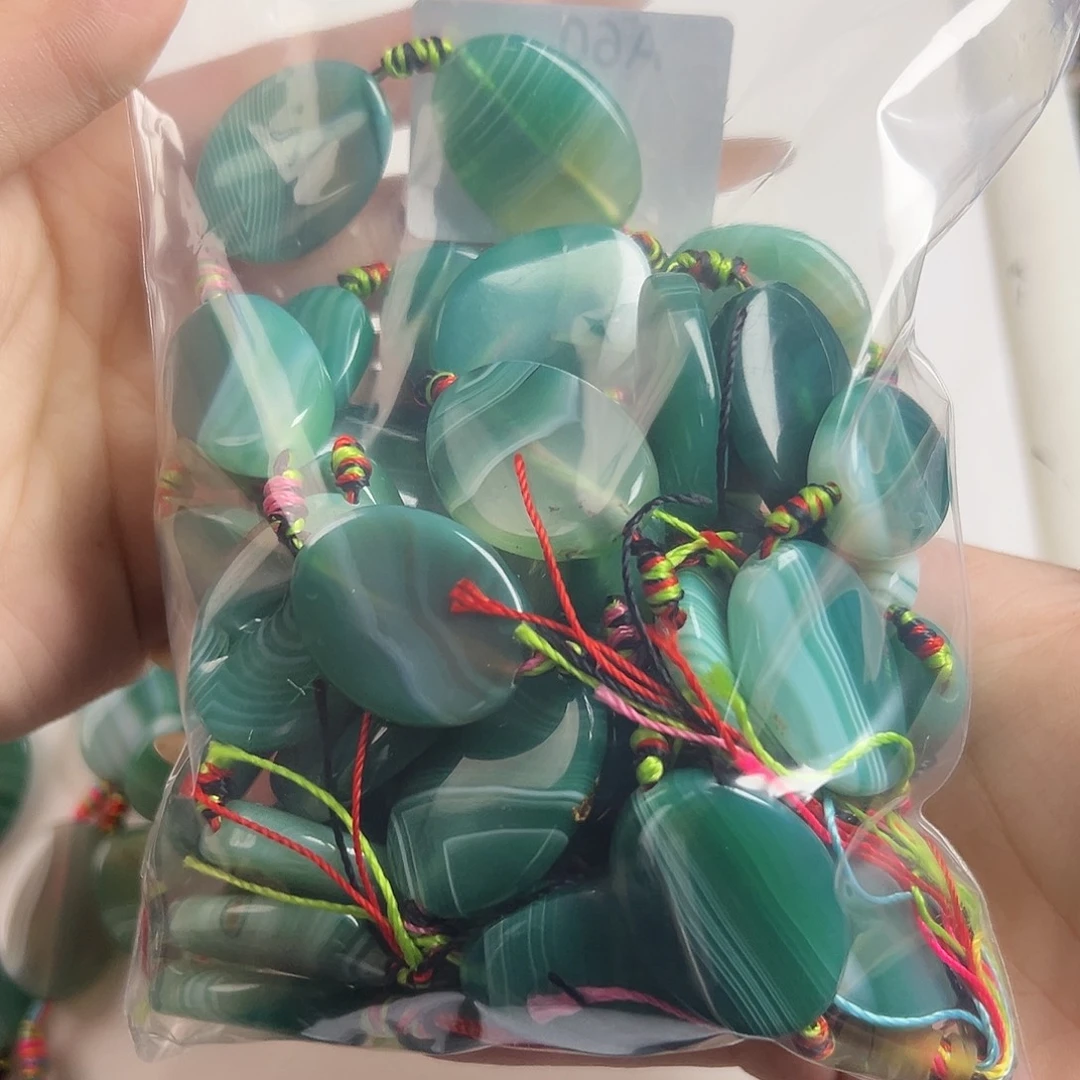 未镶嵌玛瑙/玉髓珠宝半成品A60 天然缠丝绿玛瑙椭圆