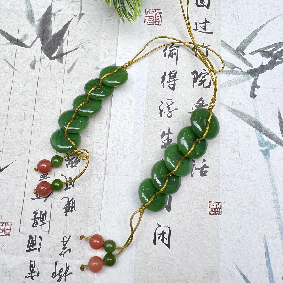 JZF4和田玉平安扣手机挂11mm+多样性发其一