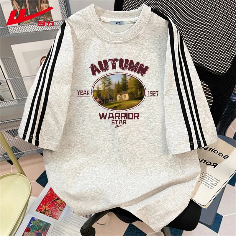 回力夏季夏装纯棉短袖T恤男女款宽松运动新款圆领时尚上衣情侣装