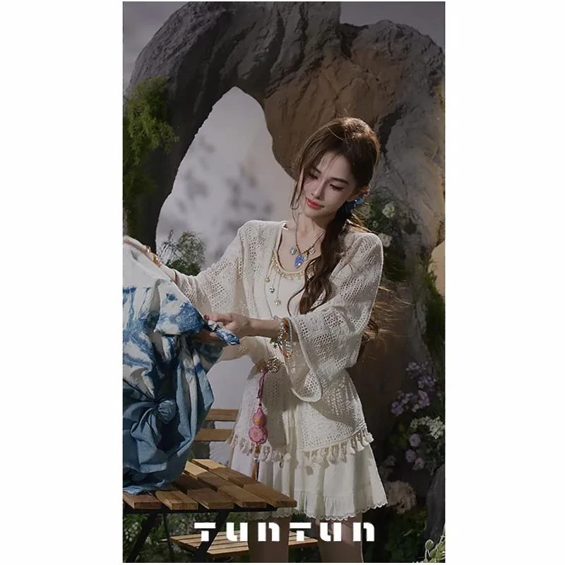 吞吐服饰【疏影 我出过最瘦最凉快的防晒之一】法式小众通勤开衫