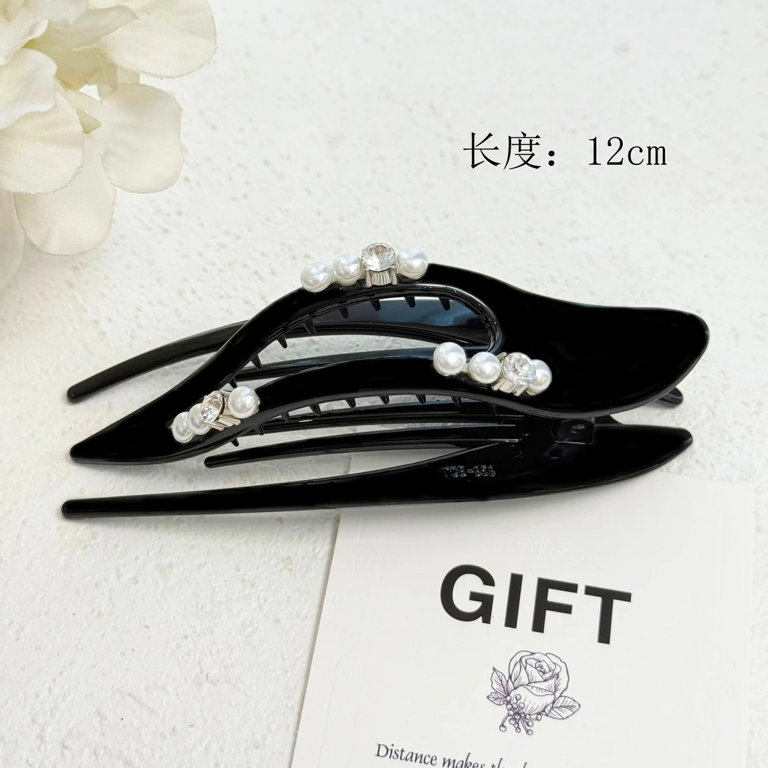 BAOSHATI/宝莎缇F-751高级感精致水钻燕尾盘发鸭嘴夹