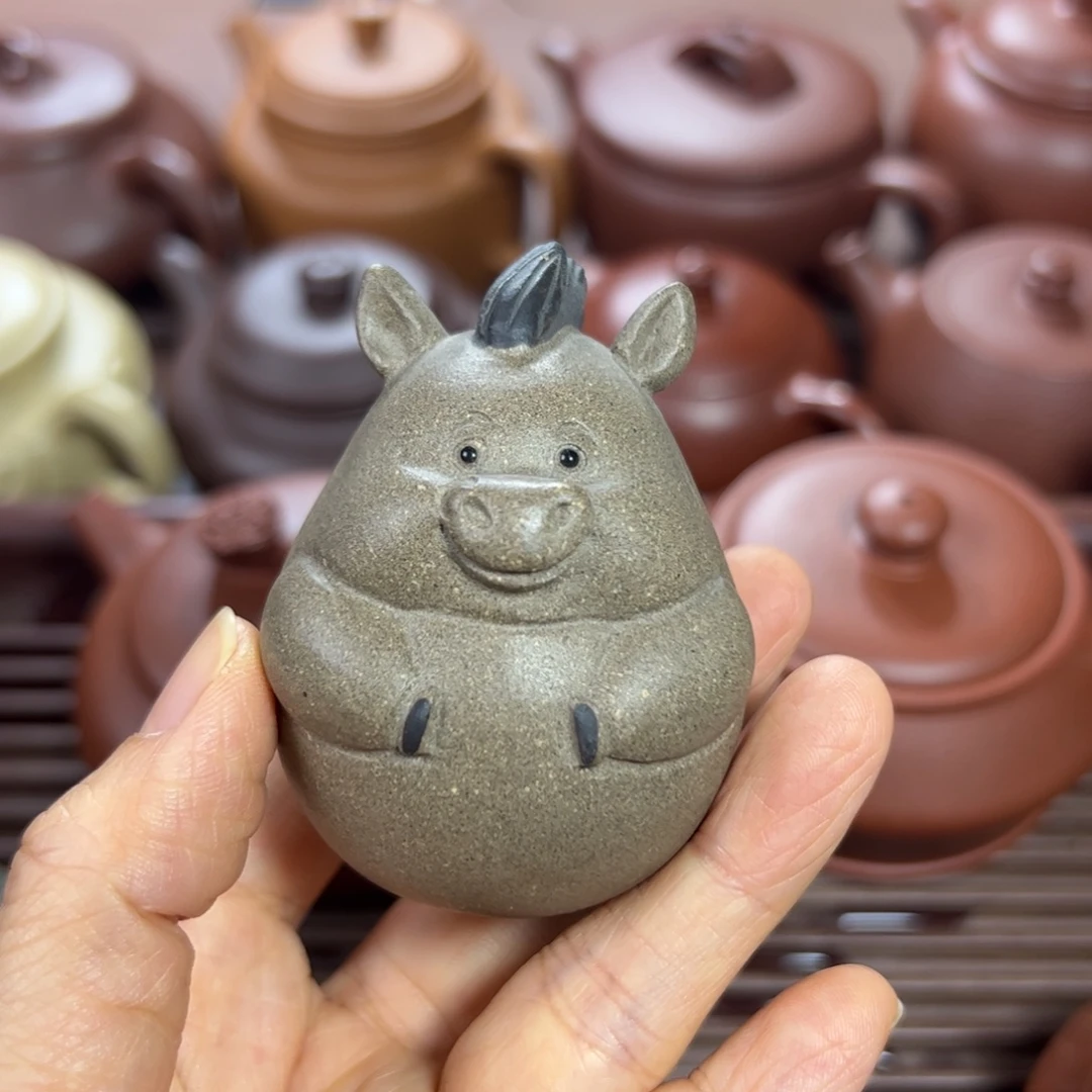 哇***蛙紫泥茶壶紫砂茶宠 手把件
