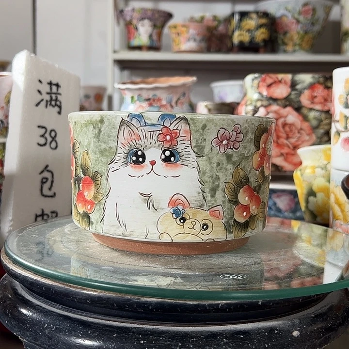 景德镇手绘花盆幸运花盆