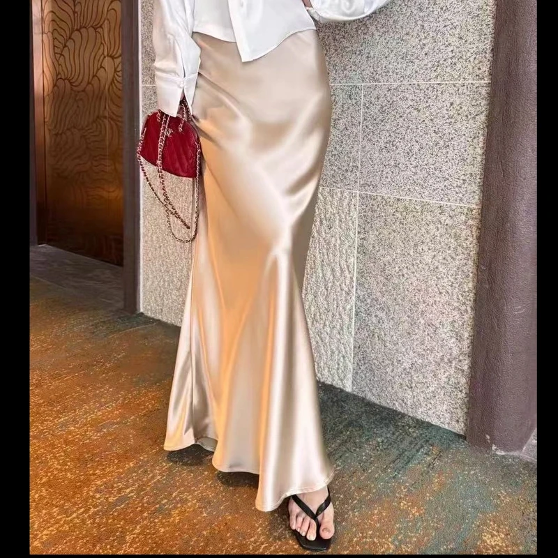 【晓时尚fashion】长款气质百搭净版三醋酸包臀半裙