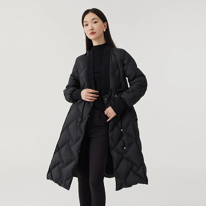 BADINA芭蒂娜新中式90鸭绒羽绒服冬季新款高端外套中长款134H339