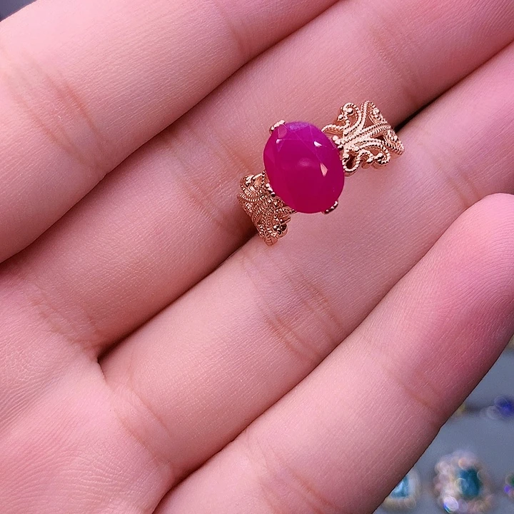 银S925镶嵌戒指红宝石