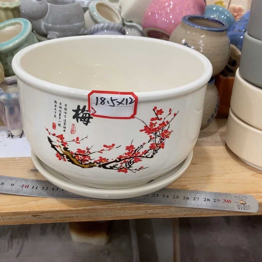 红陶陶瓷花盆满12米包邮