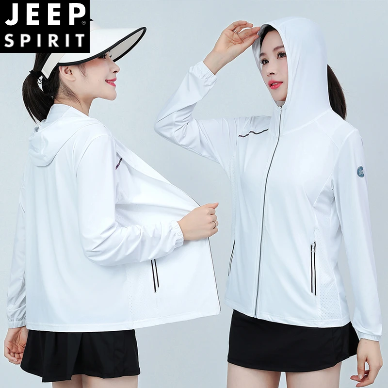 JEEP SPIRIT冰丝防晒服女户外防紫外线透气速干冰感防晒衣