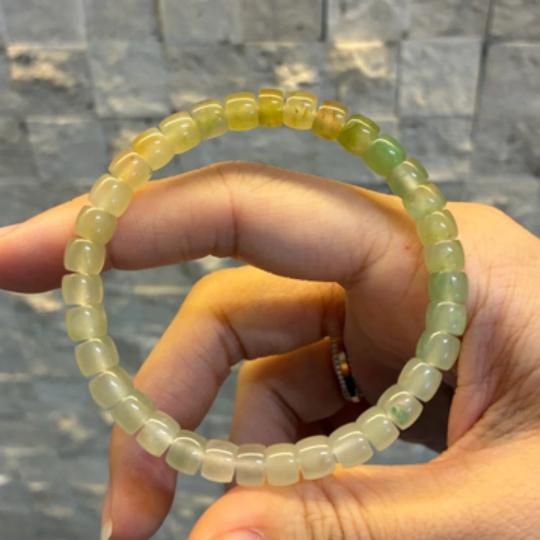 非洲翠6mm直切玉手串黄绿渐变